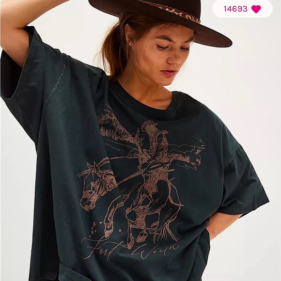 NEW Free People Cowboy Rodeo Onesize Tee - Picture 10 of 14